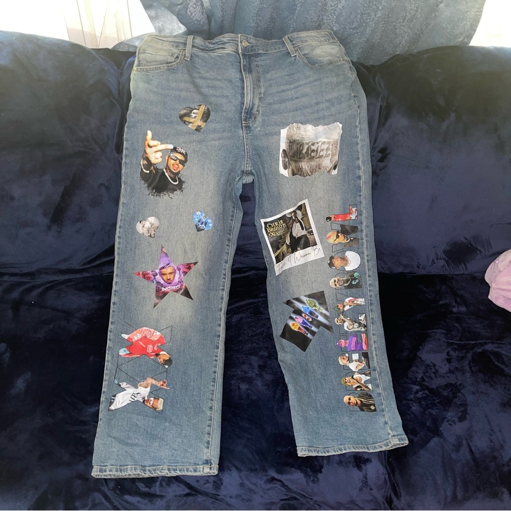 Breezy Bowl Straight Leg Jeans with Chris Brown Graphic Accents